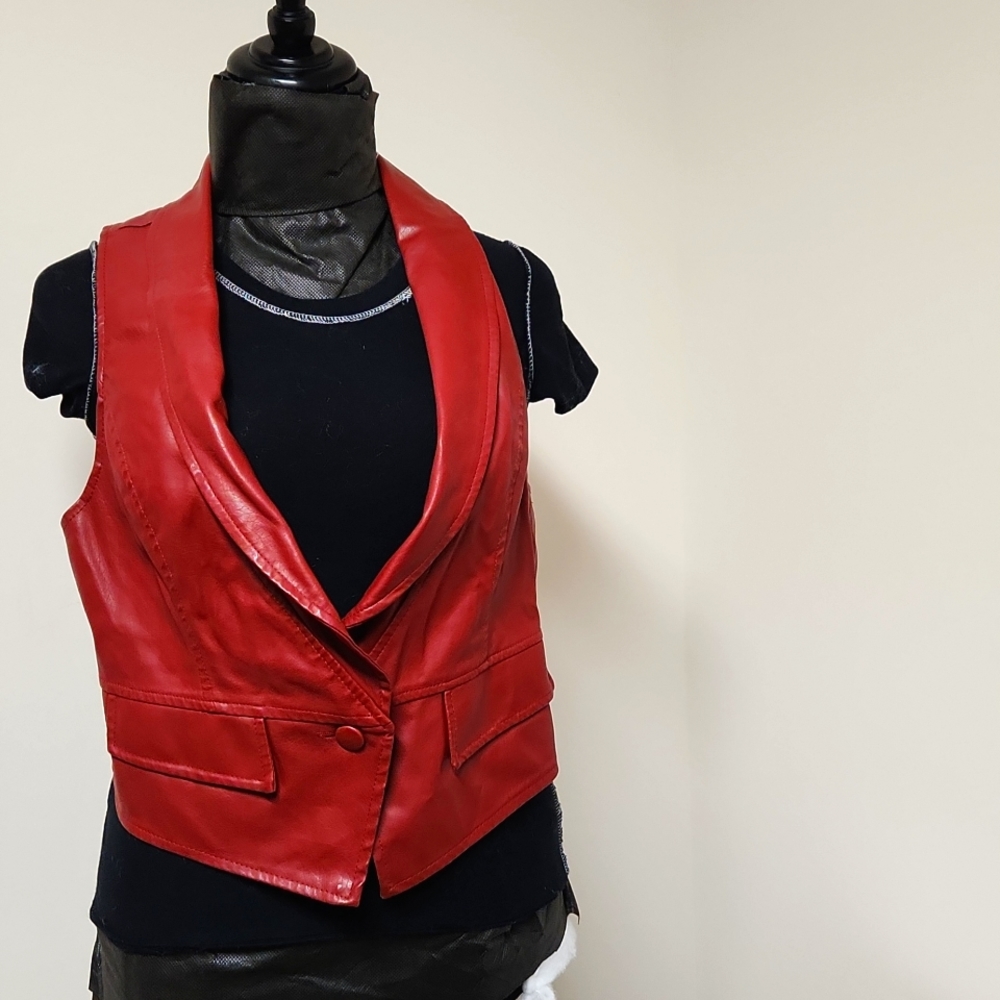 Faux leather vest